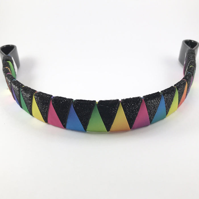 Rainbow shark tooth ribbon browband